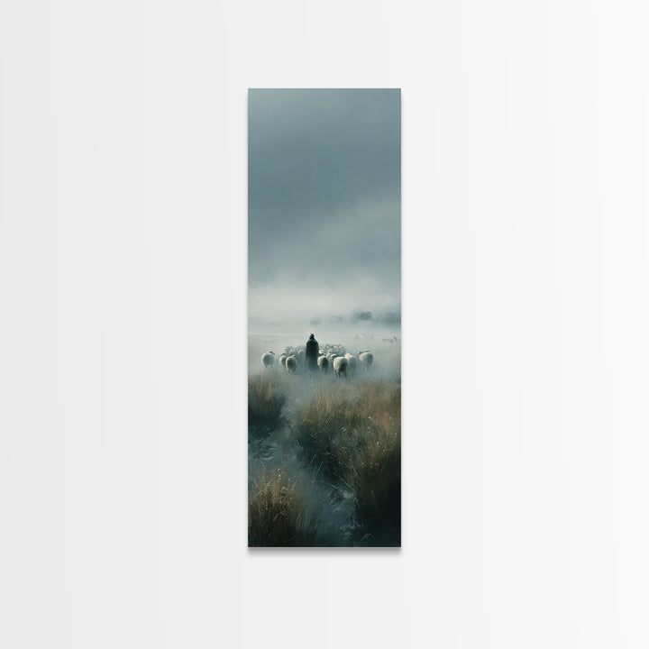 Shepherd’s Vigil – Framed Canvas Print – Tall Narrow Wall Art – Christian Art Canvas – Christian Wall Art – Christian Painting – Christmas