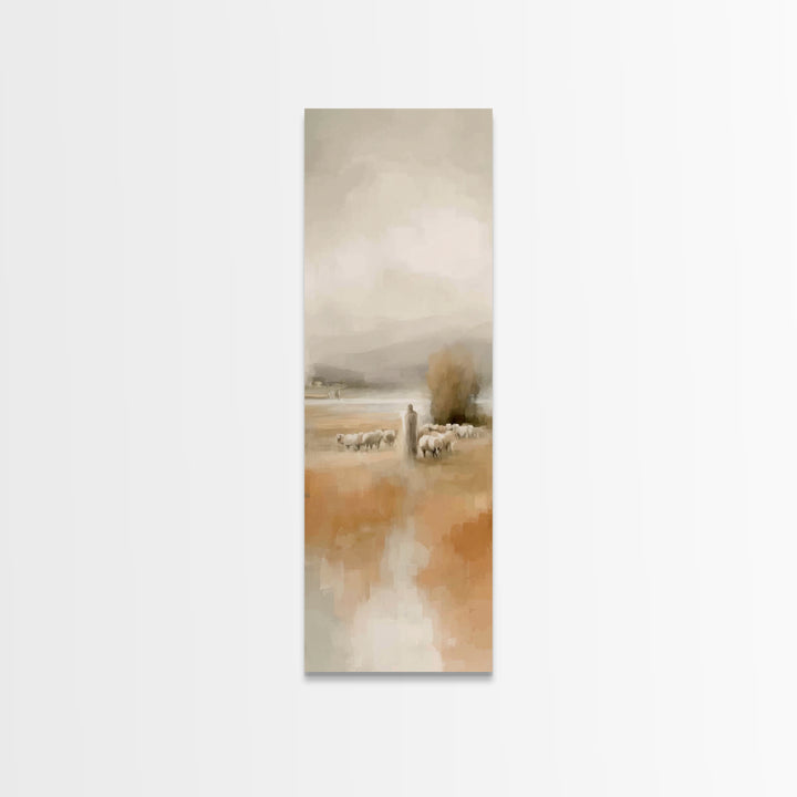 Quiet Pasture Light | Framed Canvas Print | Christian Art Canvas | Christian Wall Art | Christmas Art | Tall Narrow Wall Art | Jesus Painti