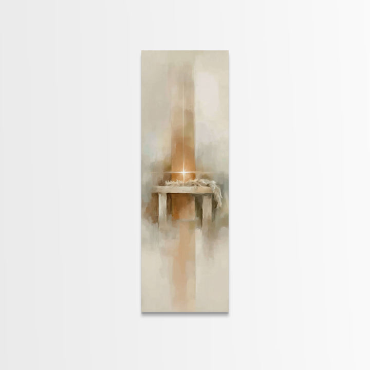 Radiant Manger Glow - Framed Canvas Print - Christian Wall Art - Christian Art Canvas - Christmas Art - Tall Narrow Wall Art - Christian Ar