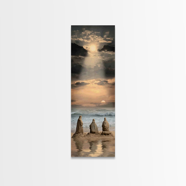 Shepherds At Dawn – Framed Canvas Print – Tall Skinny Art Print – Christian Art – Christian Art Canvas – Christian Christmas Art
