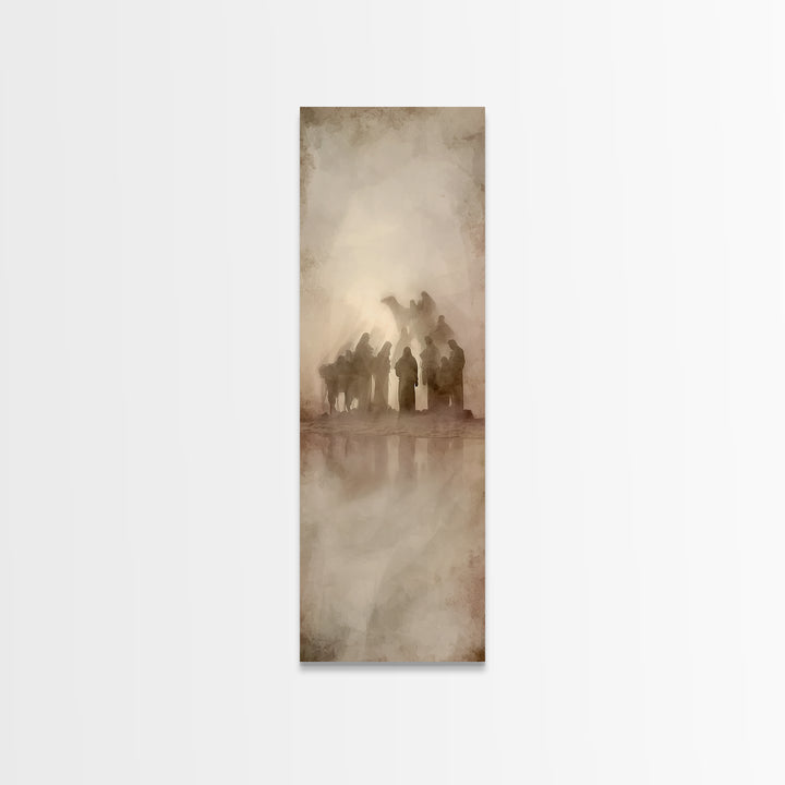 Desert Pilgrims Gathering – Framed Canvas Print – Skinny Art – Christian Art – Christian Art Painting – Christian Christmas Art