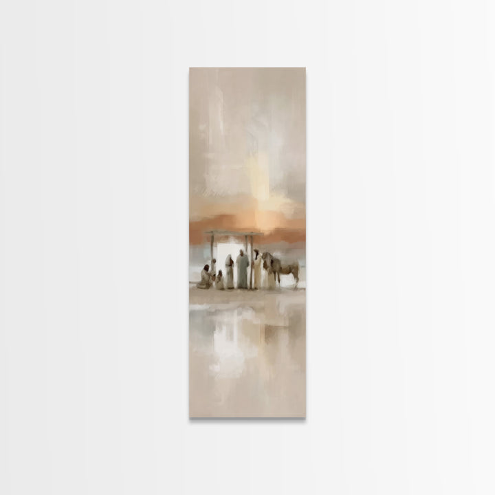 Sacred Journey – Framed Canvas Print – Tall Skinny Art Print – Christian Wall Art – Vintage Christian Art – Christmas Art