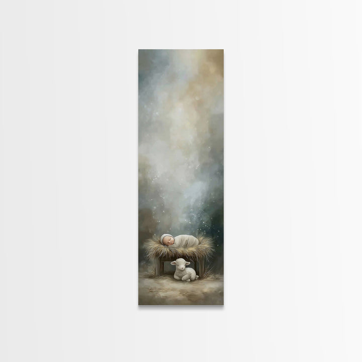 Holy Manger Peace – Framed Canvas Print – Tall Narrow Wall Art – Christian Wall Art – Christian Art Canvas – Christmas Art