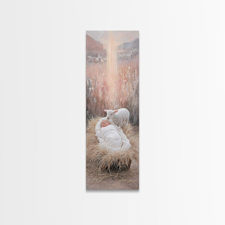 The Starry Stable – Framed Canvas Print – Narrow Art – Christian Art Canvas – Christmas Art – Christian Wall Art