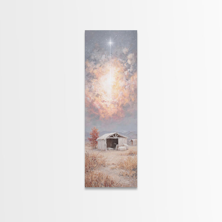 The Guiding Star – Framed Canvas Print – Christian Wall Art – Jesus Painting – Christian Christmas Art – Tall Narrow Wall Art