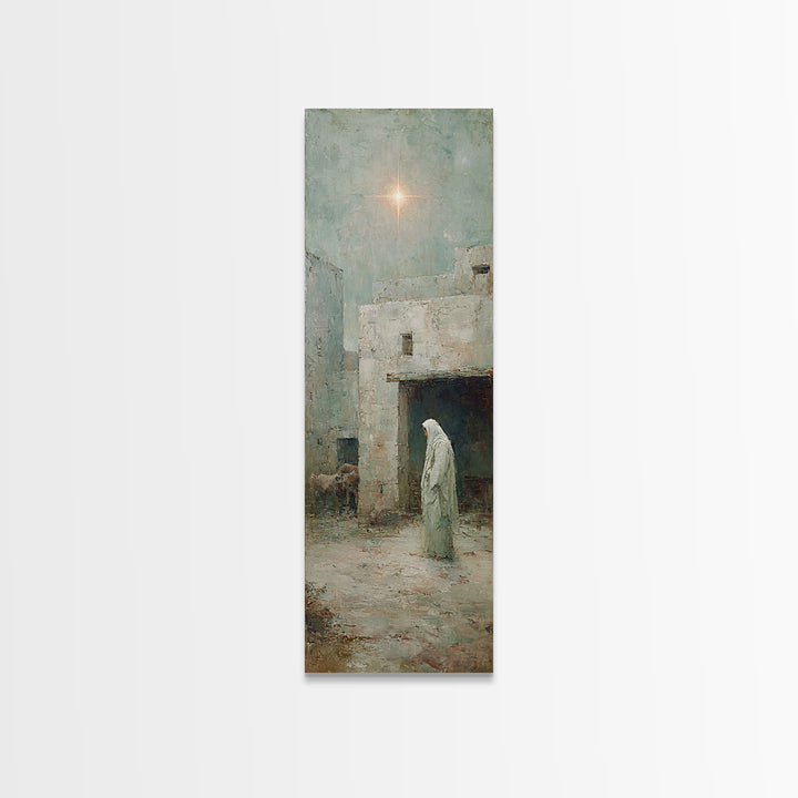 Bethlehem Dawn Path | Framed Canvas Print | Christian Wall Art | Jesus Painting | Narrow Art | Christian Christmas Art | Christian Art Canv
