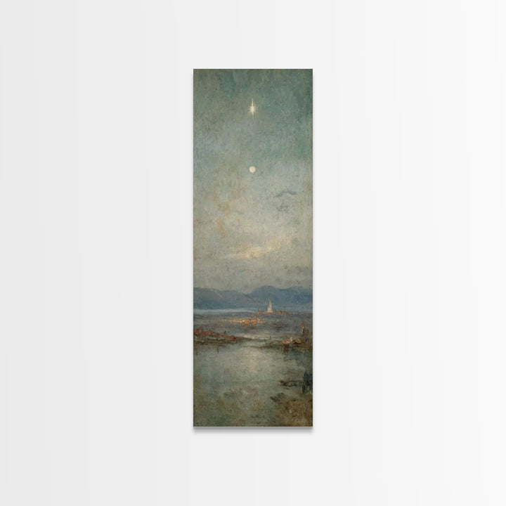 Bethlehem Night Star – Framed Canvas Print – Tall Narrow Wall Art – Christian Christmas Art – Christian Art Canvas – Christian Wall Art – C