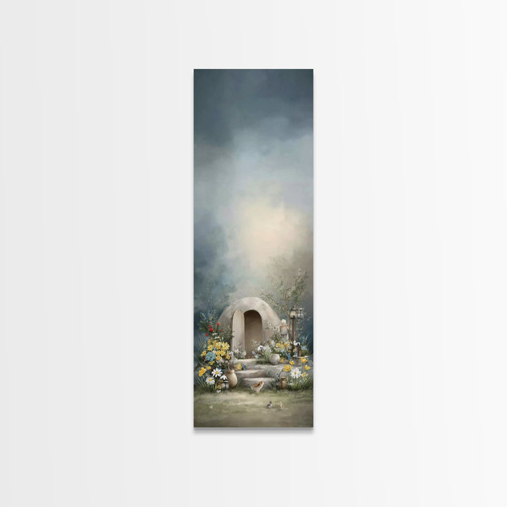 Garden Tomb Peace – Framed Canvas Print – Christian Christmas Art – Christian Wall Art – Christian Art Canvas – Narrow Art – Jesus Painting