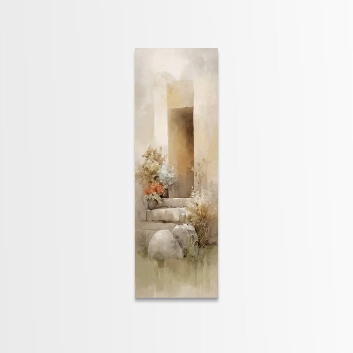 Risen Dawn Bloom – Framed Canvas Print – Christian Art Canvas – Jesus Painting – Christian Wall Art – Tall Skinny Art Print