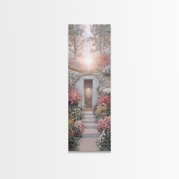 Empty Stone Light – Framed Canvas Print – Christian Art Canvas – Narrow Art – Christian Wall Art – Jesus Painting – Christian Christmas Art