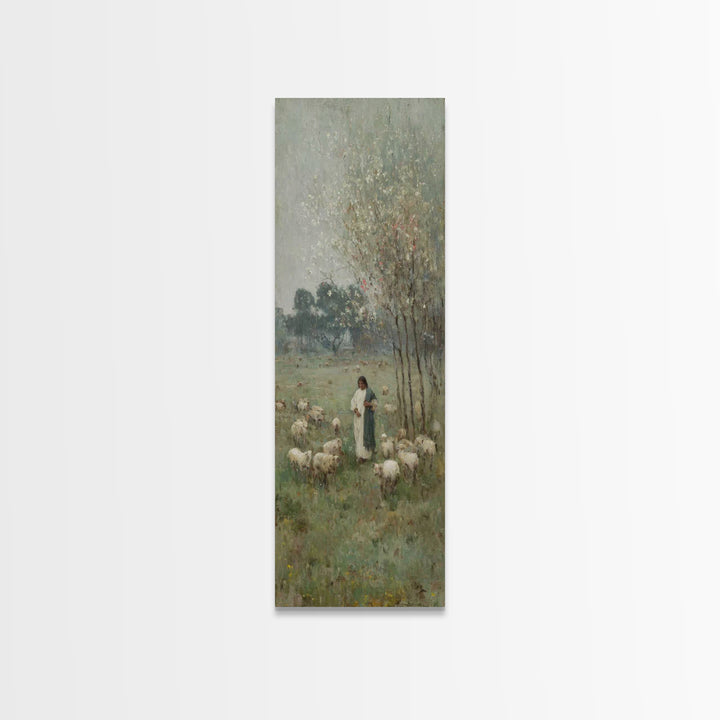 Pastoral Grace Path – Framed Canvas Print – Christian Wall Art – Jesus Painting – Skinny Art – Christian Christmas Art – Christian Gift