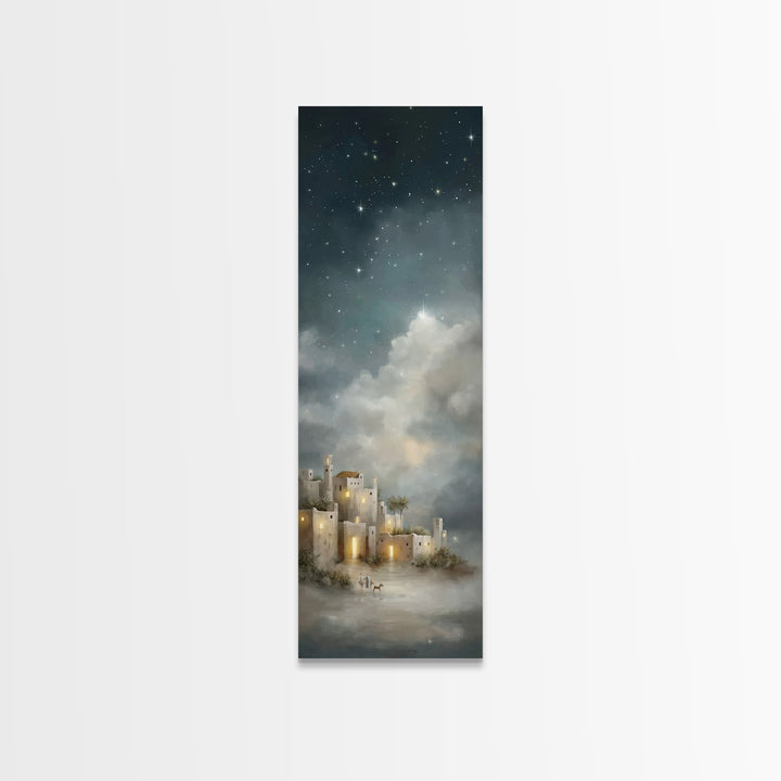 Star Over Judea – Framed Canvas Print – Narrow Art – Christian Art Canvas – Christmas Art – Christian Wall Art – Christian Christmas Decor