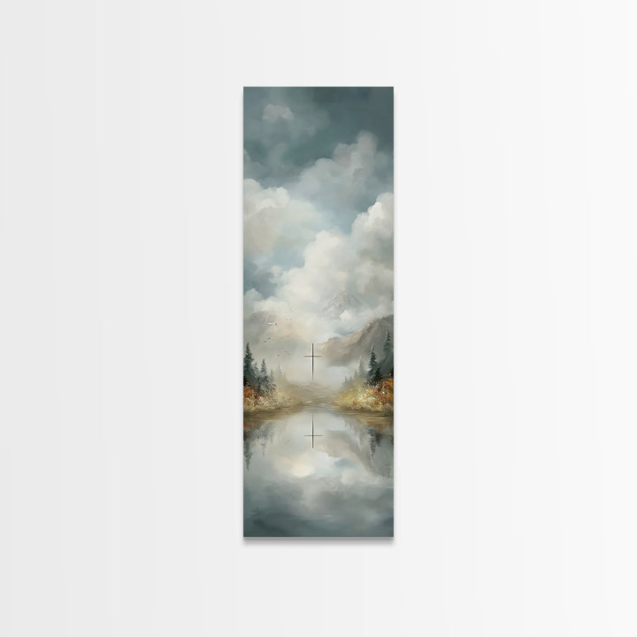 Cross Of The Valley – Framed Canvas Print – Christian Wall Art – Christian Art Work – Tall Narrow Wall Art – Modern Christian Art – Christi