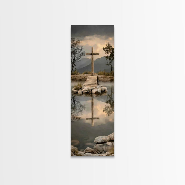 Reflections Of Hope | Framed Canvas Print | Christian Art Canvas | Vintage Christian Art | Tall Skinny Art Print | Christian Wall Art | Chr