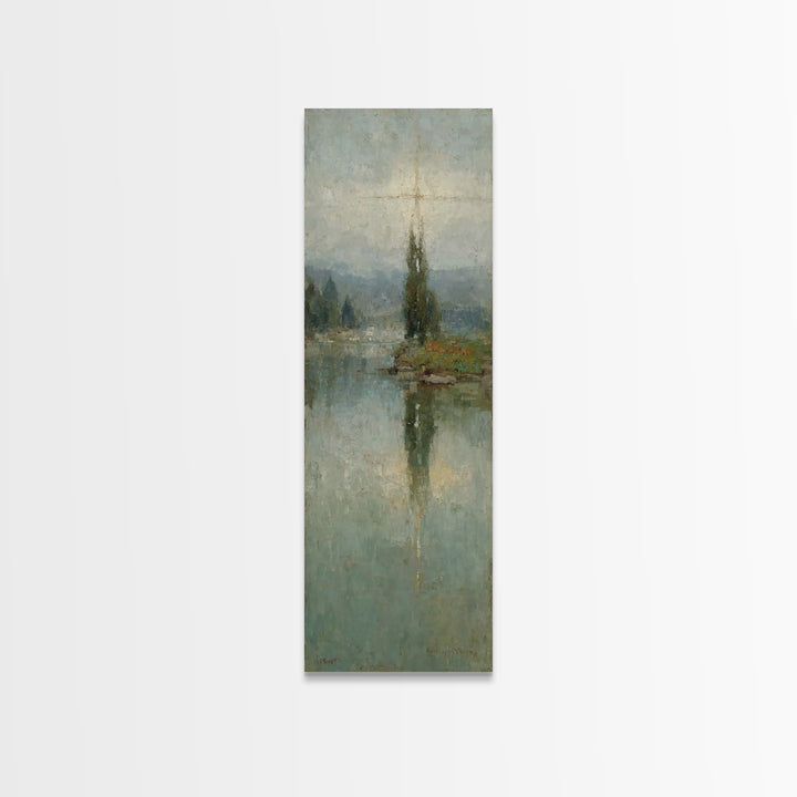 Skyward Grace – Framed Canvas Print – Christian Art Painting – Christmas Art – Narrow Art – Christian Wall Art – Subtle Christian Art – Chr
