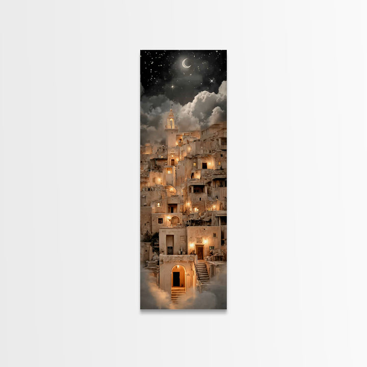 Crescent Bethlehem Sky – Framed Canvas Print – Tall Skinny Art Print – Christian Christmas Art – Christian Art Canvas – Christian Wall Art