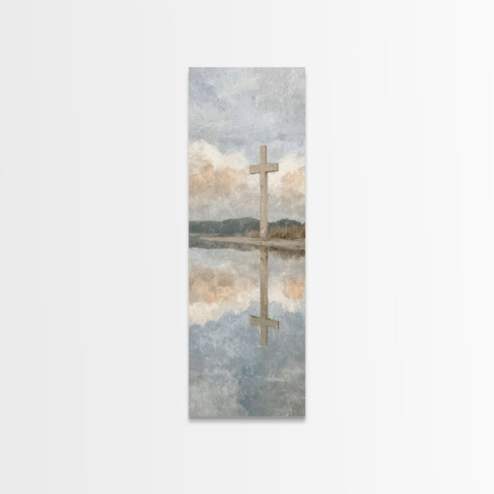 Cross Of Dawn – Framed Canvas Print – Tall Narrow Wall Art – Christian Wall Art – Christian Art Canvas – Jesus Painting – Christian Decor