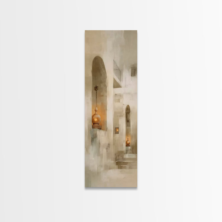 Clay Lamps Glow – Framed Canvas Print – Narrow Art – Christian Decor – Christmas Wall Art – Christian Art Canvas – Subtle Christian Art