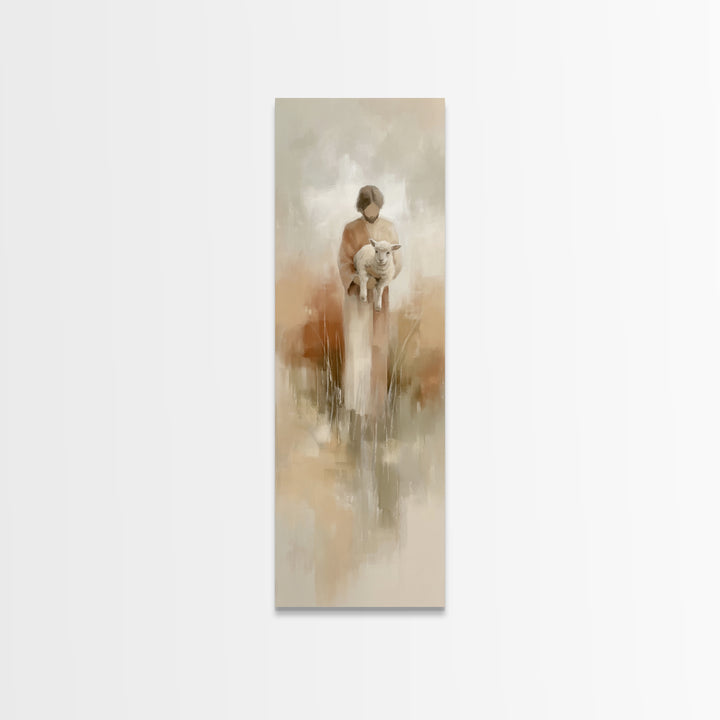 Gentle Lamb Keeper – Framed Canvas Print – Skinny Art – Christian Art Canvas – Jesus Painting – Christian Wall Art – Faith Art