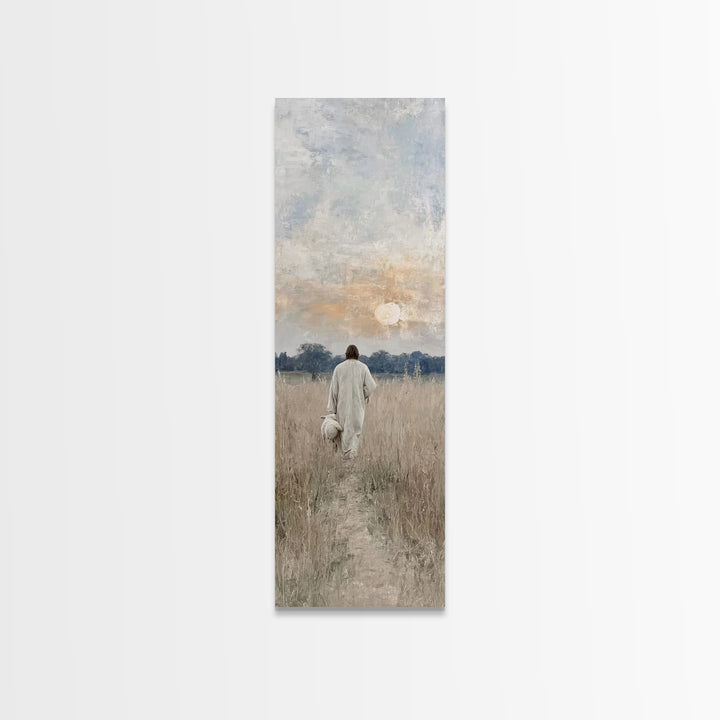 Shepherd’s Promise – Framed Canvas Print – Tall Skinny Art Print – Christian Wall Art – Jesus Painting – Christian Art Canvas – Christian G