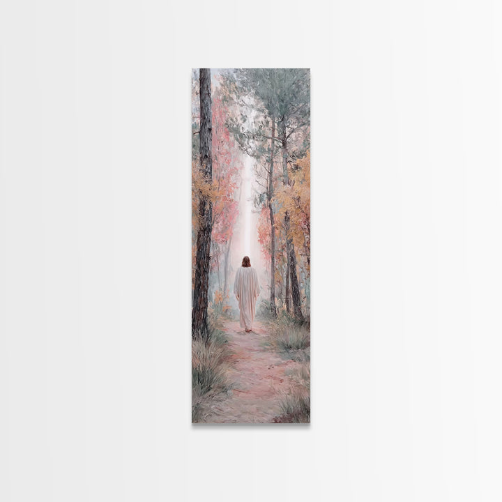 Sunset Shepherd Walk | Framed Canvas Print | Narrow Art | Christian Art Canvas | Jesus Painting | Christian Wall Art | Christian Gift Ideas
