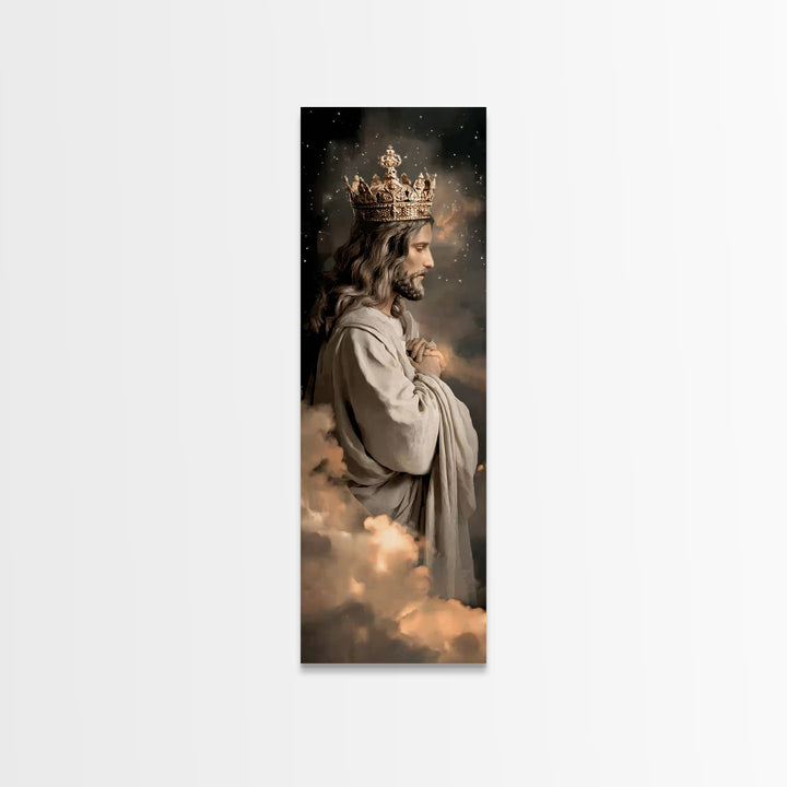 Crowned In Light – Framed Canvas Print – Tall Narrow Wall Art – Christian Art Canvas – Jesus Painting – Christian Wall Art – Christmas Art
