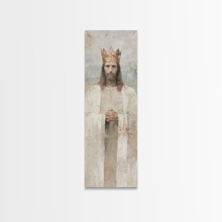 Crown Of Peace – Framed Canvas Print – Tall Skinny Art Print – Christian Wall Art – Jesus Painting – Modern Christian Art – Christmas Art