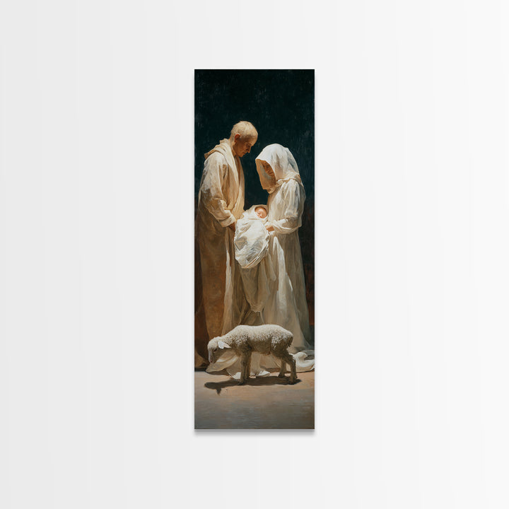 Nativity Night Peace – Framed Canvas Print – Narrow Art – Christian Art Canvas – Christmas Wall Art – Christian Art Gift – Christian Christ