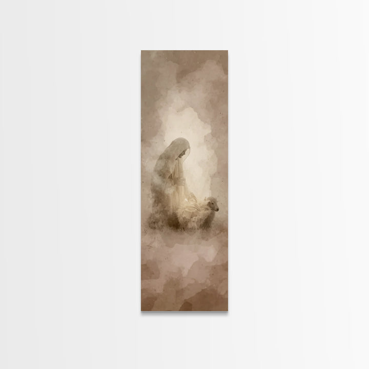 Shepherd’s Quiet Glory – Framed Canvas Print – Tall Skinny Art Print – Christian Art Canvas – Christian Wall Art – Christmas Art – Jesus Ch