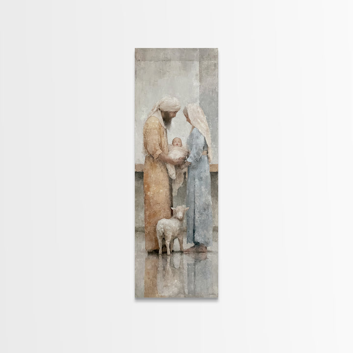 Bethlehem Dawn Light – Framed Canvas Print – Narrow Art – Christian Christmas Art – Christian Art Canvas – Christian Wall Art – Christmas C