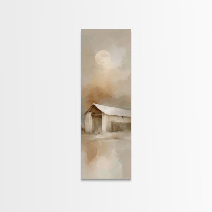 Humble Stable Moon – Framed Canvas Print – Tall Narrow Wall Art – Christmas Wall Art – Christian Christmas Art – Christian Art Canvas – Chr