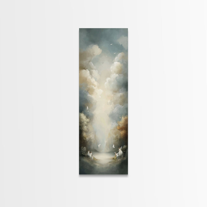 Peaceful Eden – Framed Canvas Print | Christian Decor | Christian Art Canvas | Subtle Christian Art | Tall Narrow Wall Art | Christian Wall