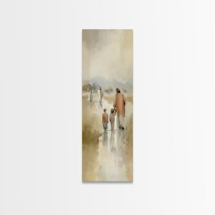 Guiding Light Trail, Framed Canvas Print, Narrow Art, Christian Wall Art, Christian Art Canvas, Jesus Painting, Christmas Art