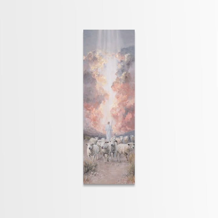 Cross Of The Clouds, Framed Canvas Print, Tall Narrow Wall Art, Christian Art, Jesus Painting, Christian Christmas Art
