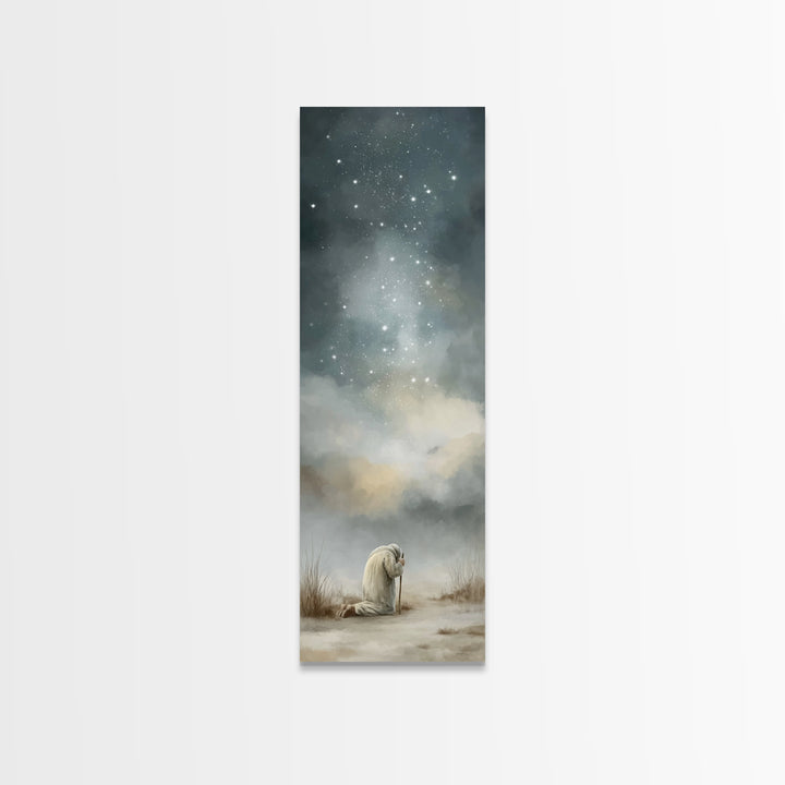 Silent Night Prayer – Framed Canvas Print – Tall Narrow Wall Art – Christian Painting – Christian Art Canvas – Christmas Art