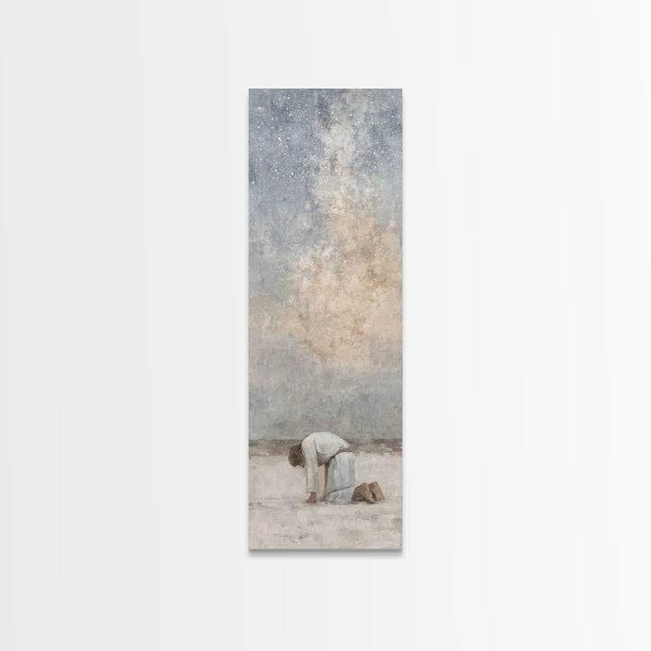 Desert Night Prayer – Framed Canvas Print – Christian Art Canvas – Jesus Painting – Christian Wall Art – Tall Narrow Wall Art – Christian A