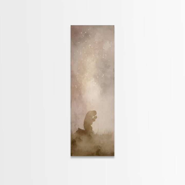 Silent Dawn Faith | Framed Canvas Print | Jesus Painting | Tall Narrow Wall Art | Christian Art Canvas | Christian Wall Art | Christian Art