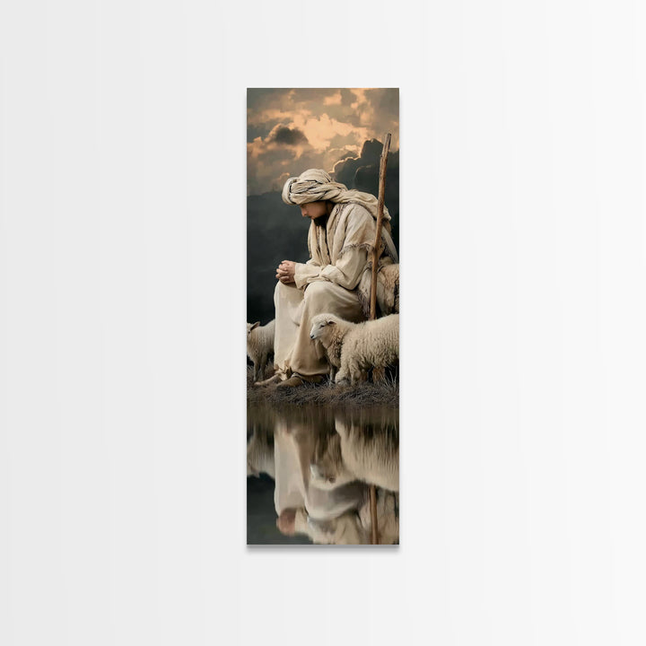 Still Waters Prayer | Framed Canvas Print | Christian Wall Art | Christian Art | Jesus Painting | Tall Narrow Wall Art | Christian Art Canv