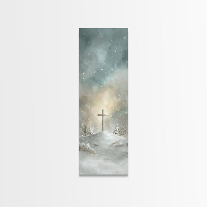 Silent Cross Hope – Framed Canvas Print – Skinny Art – Christian Art Canvas – Christian Wall Art – Christmas Art – Christian Paintings