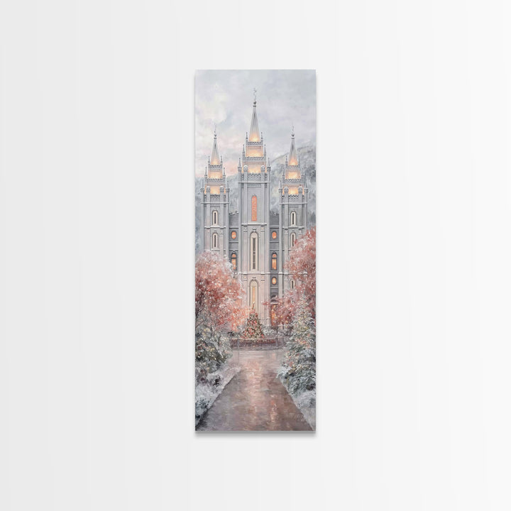 Winter Temple Light - Framed Canvas Print - Christian Wall Art - Christian Christmas Art - Narrow Art - Christian Art Canvas - Christmas De