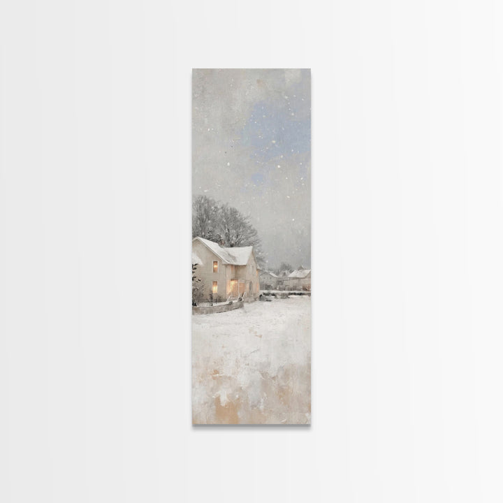 Quiet Winter Homes - Framed Canvas Print - Christian Christmas Art - Narrow Art - Christian Wall Art - Christmas Canvas Wall Art - Christia