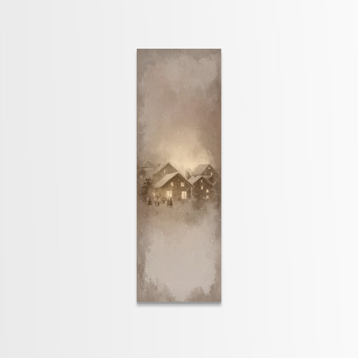 Gathered Hearth Light | Framed Canvas Print | Christmas Wall Art | Christian Art Canvas | Tall Skinny Art Print | Christian Christmas Art |