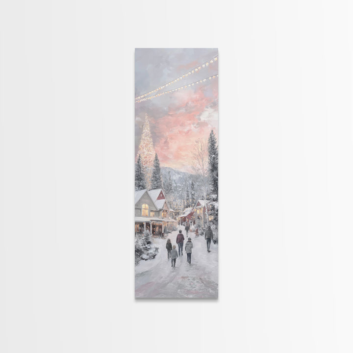 Evening Noel Stroll, Framed Canvas Print, Christmas Art Prints, Christian Wall Art, Skinny Art, Christian Christmas Decor, Christian Art Ca
