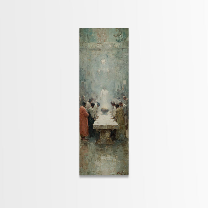 Holy Supper Vision | Framed Canvas Print | Christian Art Canvas | Jesus Painting | Narrow Art | Modern Christian Art | Christian Wall Art