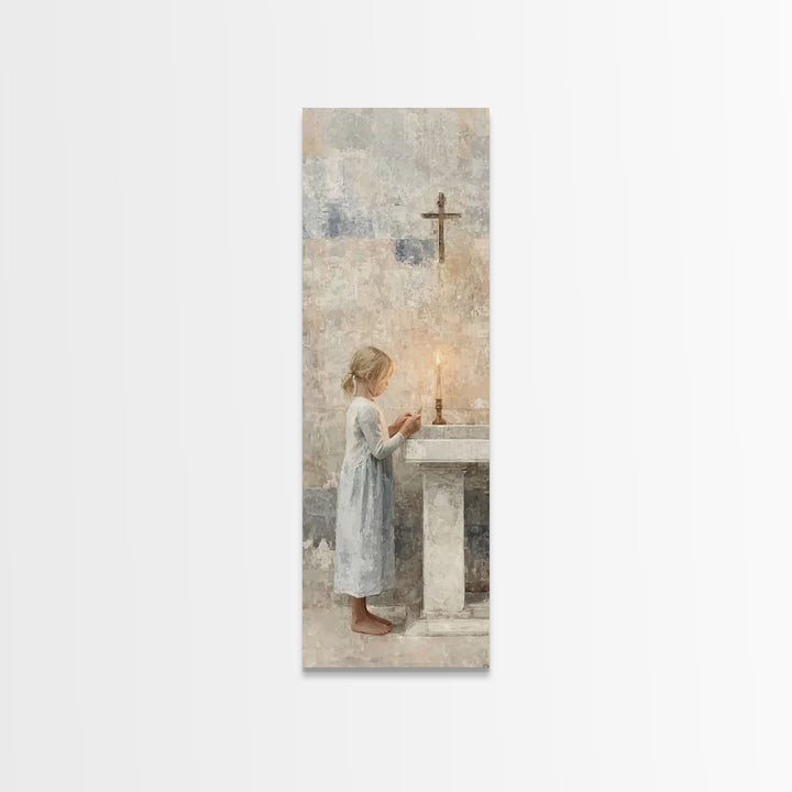 Little Acolyte – Framed Canvas Print | Christian Art Canvas | Minimalist Christian Art | Skinny Art | Christian Wall Art | Christian Painti
