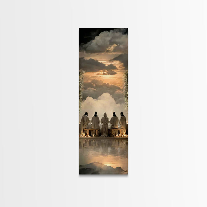 Celestial Supper Light – Framed Canvas Print – Christian Wall Art – Christian Christmas Art – Christian Art Canvas – Narrow Art