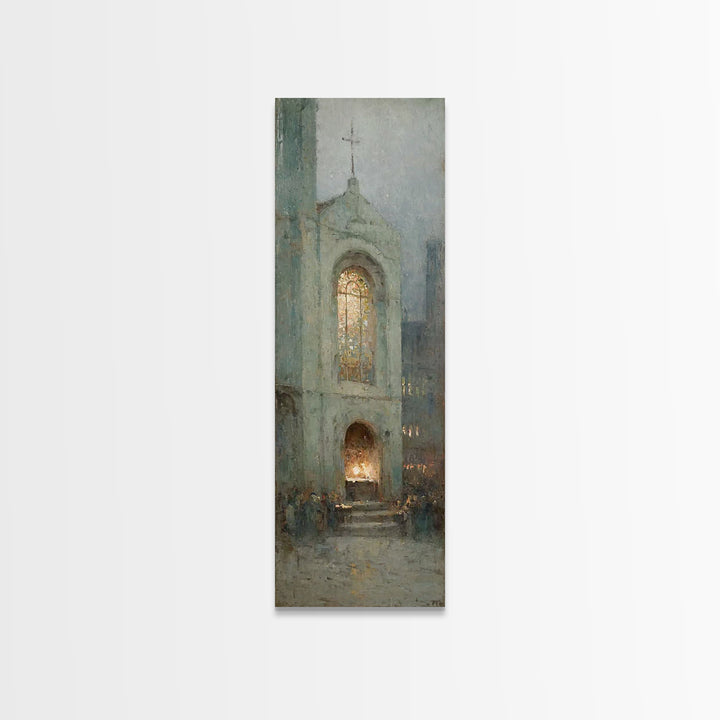 Eternal Chapel Glow – Framed Canvas Print – Christian Wall Art – Christian Art Painting – Vintage Christian Art – Tall Narrow Wall Art
