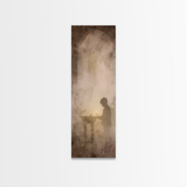 Quiet Devotion – Framed Canvas Print, Christian Art Canvas, Christian Wall Art, Narrow Art, Subtle Christian Art, Christian Painting