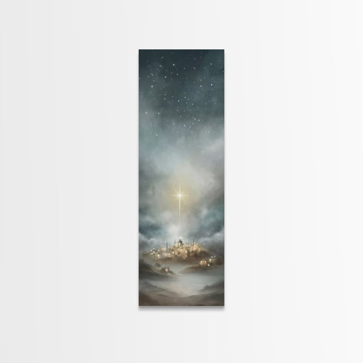 Bethlehem Light – Framed Canvas Print – Narrow Art – Christian Wall Art – Christmas Canvas Wall Art – Christian Art – Christian Christmas D