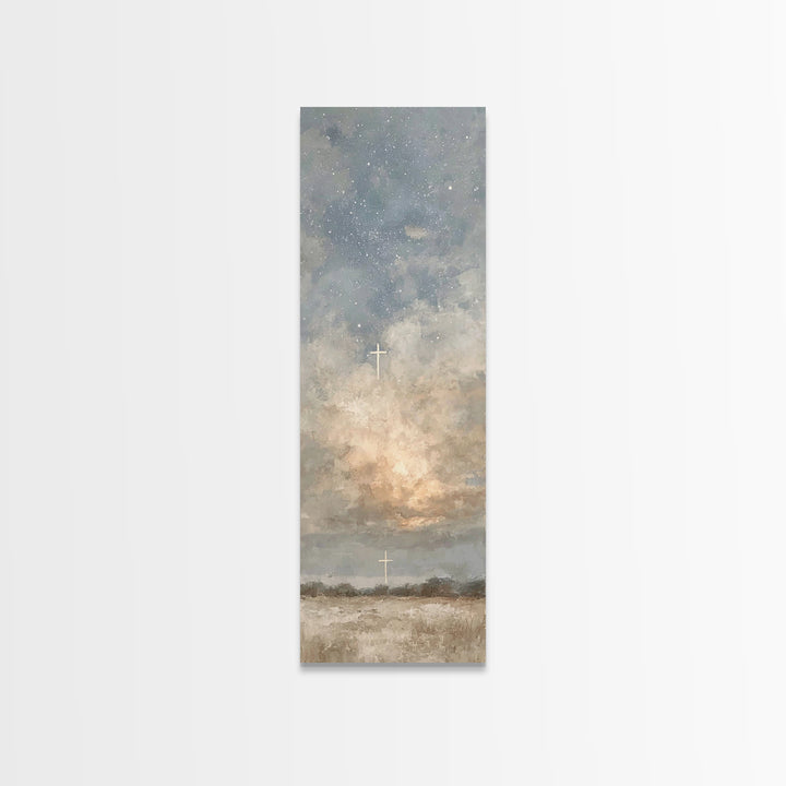 Heavenly Promise – Framed Canvas Print – Narrow Art – Christian Art Canvas – Christian Painting – Christian Decor – Christmas Art